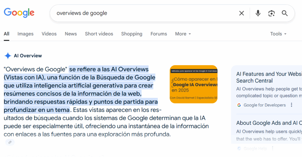 Google overviews definición